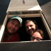 <p>Curtain Call theatre&#x27;s executive director, Lou Ursone, left, associate artistic director Peter Barbieri Jr., center, and director Sara Zimmerman peek out the trap door at the stage at Sterling Farm. Curtain Call will produce &#x27;Twelfth Night.&#x27;</p>