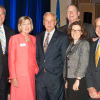 <p>Maggie Wilderotter, second from left, the Chairman and CEO of Frontier Communications, was the keynote speaker at the recent annual meeting of The Business Council. See story for the rest of the people in the photo.</p>