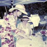 <p>Eastchester Historical Society President Annemarie Flannery with Anne Hutchinson-Bronxville Chapter DAR member Virginia Kathryn Hefti.</p>