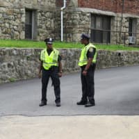 <p>Mount Vernon police monitor a street near the hit-and-run.</p>