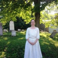 <p>Member Cindy Kaufman in Colonial dress participates in Heritage Sunday to honor Patriots of the Presbyterian Church. </p>