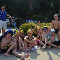 <p>Taking a break between swims at Chappaqua Swim &amp; Tennis versus Yorktown meet in Shrub Oak.</p>