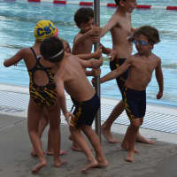 <p>Having some fun between races at the Chappaqua-Yoktown swim meet.</p>
