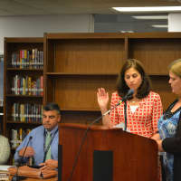 <p>Marjorie Schiff is sworn in as Katonah-Lewisboro&#x27;s school board president.</p>