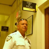 <p>Police Chief Richard Conway outside of his new office in Port  Chester. </p>