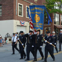 <p>Thornwood firefighters march in Mount Kisco&#x27;s parade.</p>