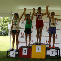 <p>Stamford&#x27;s Amanda Deenihan, second from right, qualified to race in the Junior Olympic national championshis with a fourth place finish in the 200 hurdles of the 13-14 age group. </p>