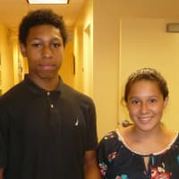 <p>Samuel Jerrick (left) and Chelsea Mosquera were inspired by Marcus Walton&#x27;s visit Tuesday. </p>