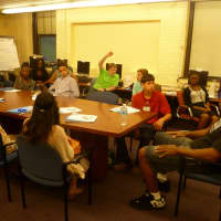 <p>White Plains Youth Bureau students ask questions.</p>