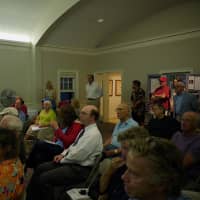 <p>A group of Fairfield residents listens to a talk about United Illuminating&#x27;s plan for tree-trimming over the coming years.  </p>