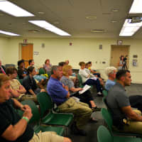 <p>A group of Fairfield residents listens to a talk on the uses of Narcan and the heroin problem that is happening across the state and country. </p>