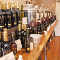 <p>There are dozens of containers filled with different oils and balsamic vinegars for customers to taste at Olivette in Westport. </p>