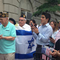<p>Members of the Jewish War Veterans White Plains Post 191 attended the pro-Israel rally Thursday. </p>