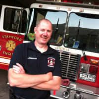 <p>Ralph Falloon pictured at the Central Fire Station in Stamford. He&#x27;s also the mayor of Cold Spring, N.Y., in Putnam County in addition to his duties as a professional firefighter in Stamford.</p>
