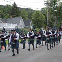 <p>Bagpipers march in the Brewster parade.</p>