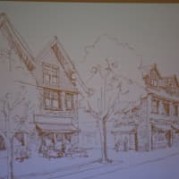 <p>A photo of a preliminary sketch showing the proposed development of a vacant part of the Bedford Playhouse site. It was presented at a Tuesday meeting.</p>