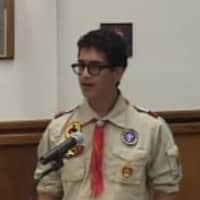 <p>Tuckahoe teenager Sebastian Maroun proposing the Eagle Scout project to the village.</p>