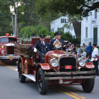 <p>A vintage Bedford firetruck in the parade.</p>