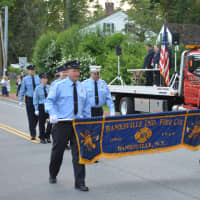 <p>Banksville firefighters march in the Bedford Fire Department&#x27;s parade.</p>