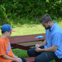 <p>Lucas Duda at an autograph signing at Summer Trails Day Camp in Somers.</p>