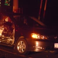 <p>A car was hit and damaged late Thursday night near the Hutchinson River Parkway Exit 23 ramp. </p>