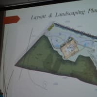 <p>A photo of a slide showing the mosque&#x27;s newest site plan.</p>
