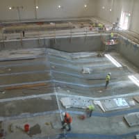<p>Work continues on the pool at the new Westport Weston Family Y facility at the Mahackeno campus.</p>