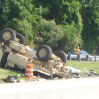<p>The military truck that overturned on I-95 is reportedly a Connecticut National Guard vehicle.</p>