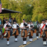<p>Bagpipers march in the South Salem parade.</p>
