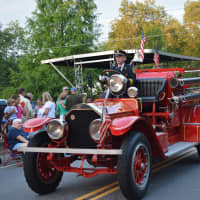 <p>A vintage New Canaan, Conn., firetruck in the South Salem parade.</p>