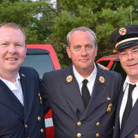 <p>Pictured left to right are Katonah firefighter Jim McHugh, Bedford firefighter Matt Halpin and Katonah firefighter Tom Martens.</p>