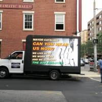 <p>A truck drove around Peekskill last night expressing support for the Spectra pipeline.</p>