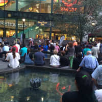 <p>Dozens filled the City Center fountain area for the weekly Summer Concert Series. </p>
