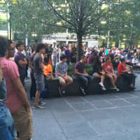 <p>Dozens filled the City Center fountain area for the weekly Summer Concert Series. </p>
