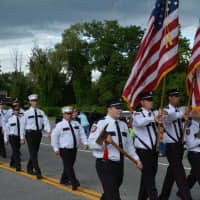 <p>Croton Falls firefighters march in the Mahopac parade.</p>