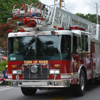<p>A Turn of River (Stamford) firetruck in the Mahopac parade.</p>