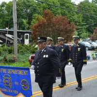 <p>Ossining firefighters march in the Mahopac parade.</p>