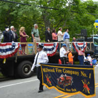 <p>Millwood firefighters march in the Mahopac parade.</p>