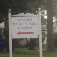 <p>A new sign points the way to the new Westside Middle School Academy.</p>