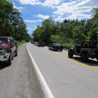 <p>Traffic building as the motorcade forced a closure on I-684 in Harrison.</p>