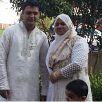 <p>Stamford Taxi driver Mahomed Kamal with wife Sultana and their 3-and-a-half-year-old son Sayfayt, in an undated photograph supplied by a family member. Kamal was stabbed to death early Wednesday and a man has been charged with his murder.</p>