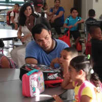 <p>Elmsford families met at Alice Grady School for the first day of school.</p>