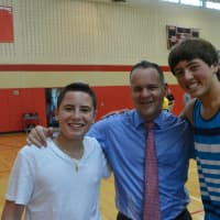 <p>Left to right, Somers High School Student Council President Wesley Cash, Principal Mark Bayer and Student Council Treasurer Joe Marra.</p>