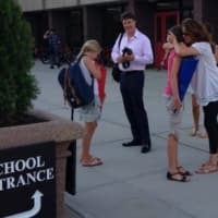 <p>The first day of school at Hommocks Middle School. </p>