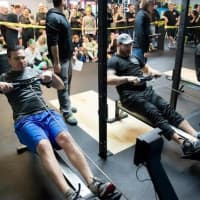 <p>CrossFit athletes compete at an event at CrossFit Immortal in Pleasantville earlier this year.</p>