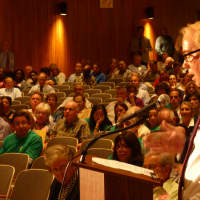 <p>Residents for and against the French-American School of New York speak at the final public hearing on its proposed White Plains campus. </p>