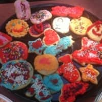 <p>A tray of treats that were delivered to the firemen.</p>