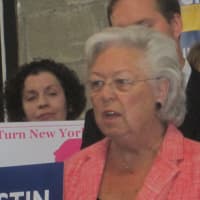 <p>Assemblywoman Sandra Galef speaks out in favor of Justin Wagner in Thornwood.</p>