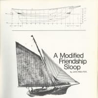 <p>Cover of the first issue of WoodenBoat Magazine, published in 1974. It featured a Modified Friendship Sloop designed in 1951 by John Atkin.</p>