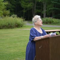 <p>Ruth Mendes speaks at Pound Ridge&#x27;s 9/11 memorial service.</p>